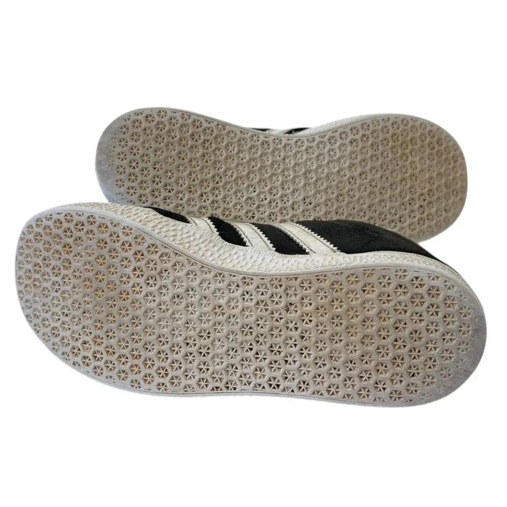 Adidas Gazelle Black & White Suede Sneakers Youth Kids Size 1 Stripes Retro